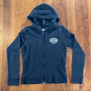 Womens Harley Davidson zip up hooded sweatshirt black medium